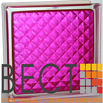 Стеклоблок окрашенный внутри "Инка" малиновый 19*19*8 см. Glass Block Crimson 1919/8 Inca 67581