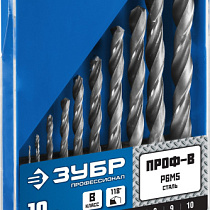 Набор ЗУБР свёрла по металлу, сталь Р6М5, 1-10мм, 10шт 63312