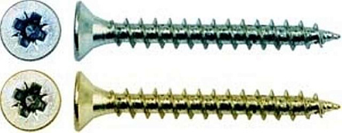 Шуруп универсальный 4 х 16 мм, с потайной головкой, крупная резьба, жёлтый 00242