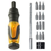 Отвертка реверсивная телескопическая с набором бит 12 шт КЕДР 58222