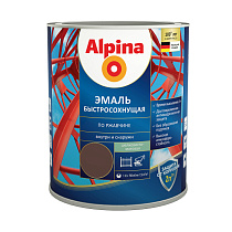 Грунт-эмаль по ржавчине быстросохнущая шоколадная (RAL 8017) 0,75л "ALPINA" 73279
