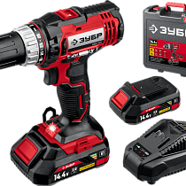 Дрель-шуруповерт аккум. ЗУБР 14,4Вт, БЗП патрон 2-13мм, 0-400/0-1400об/мин, 2 А/ч, 2 АКБ, 71190