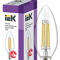 Лампа светодиодная 360° C35 7Вт свеча 4000К E14 230В прозр. IEK 66607