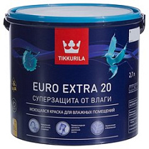 Краска "EURO EXTRA-20"  2,7л моющаяся д/влажных помещений "Тиккурила" 60318