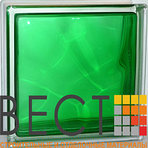 Стеклоблок окрашенный внутри "Волна" изумрудный 19*19*8 см. Glass Block Emerald 1919/8 Wave 67569