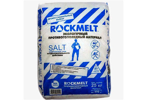 Противогололеднй материал ROCKMELT salt  (Рокмелт) 20кг синий мешок 72762