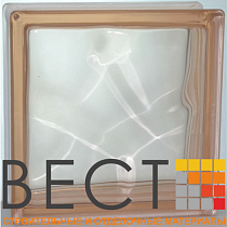 Стеклоблок окрашенный в массе "Волна" РОЗОВЫЙ 19*19*8 см. Glass Block Pink 1919/8 Wave 67560
