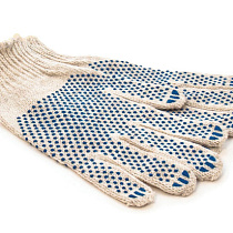 Перчатки х/б 4-нитки Эконом чёрные с ПВХ точка 75823