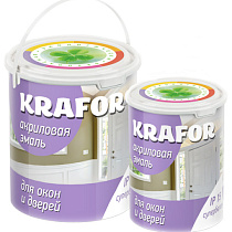 Эмаль для окон и дверей супербелая 1кг "KRAFOR" 43304