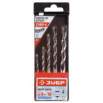 Набор ЗУБР свёрла по бетону, ударные, с шестигранным хвостовиком, 5шт 23262