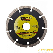 Круг отрезной алмазный STAYER "PROFI" сегментный, сухая резка 22,2х125мм 04512