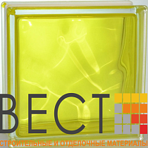 Стеклоблок окрашенный внутри "Волна" желтый 19*19*8 см. Glass Block Yellow 1919/8 Wave 67567