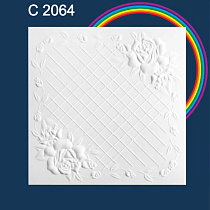 Плита потолочная экструдированная Декор Белая С2064 (уп 2кв.м./8шт) 72834