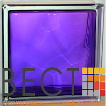 Стеклоблок окрашенный внутри "Волна" аметист 19*19*8 см. Glass Block Amethyst 1919/8 Wave 67565