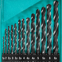 Набор ЗУБР свёрла по металлу, быстрорежущая сталь, 1,5-6,5мм, 13шт в мет. боксе 32742