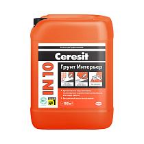 Грунтовка "Интерьер" IN10 под финишную отделку для внутренних работ морозостойкая 10л (1/60) "CERESIT" 67204