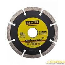 Круг отрезной алмазный STAYER "PROFI" сегментный, сухая резка 22,2х115мм 07850