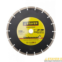 Круг отрезной алмазный STAYER "PROFI" сегментный, сухая резка 22,2х230мм 04370