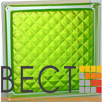 Стеклоблок окрашенный внутри "Инка" тархун 19*19*8 см. Glass Block Tarhun 1919/8 Inca 67582