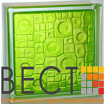 Стеклоблок окрашенный внутри "Губка" тархун 19*19*8 см. Glass Block Tarhun 1919/8 Sponge 67580